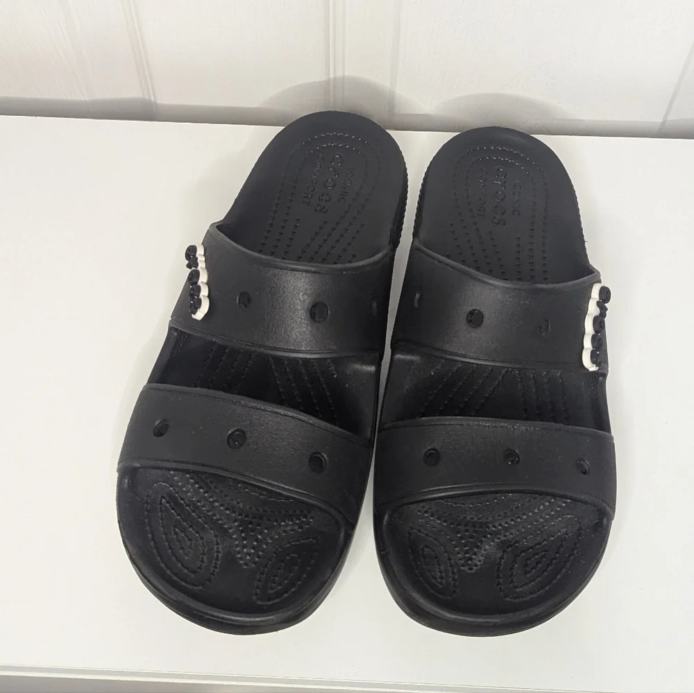 Crocs Unisex Shoes Black Classic Sandals Mens 8 Womens 10 2 Strap Slide Jibbit